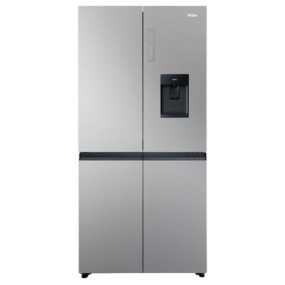 Haier Quad Door Refrigerator Freezer, 83cm, 507L, Ice & Water Satina HRF580YPS