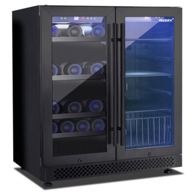 Husky Riserva 168L Double Door Dual Zone Wine Fridge in Black HUSWS66MBZY