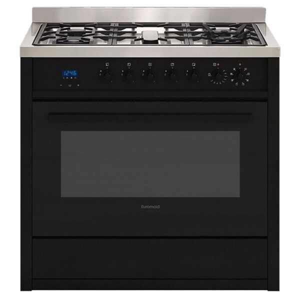 Euromaid 90cm Dual Fuel Freestanding Cooker, Matte Black EGE9TBK