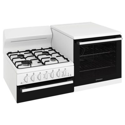 Westinghouse Right-hand Elevated gas freestanding cooker with separate grill, white WDG110WCNG-R