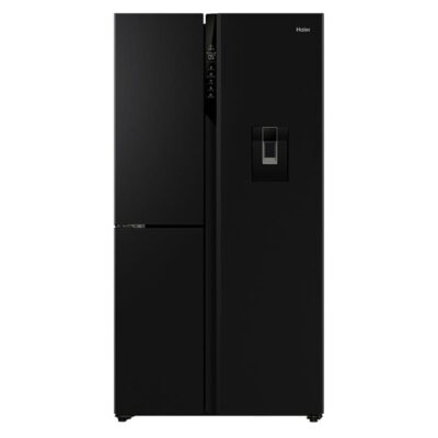 Haier S+ Three-Door Side-by-Side Refrigerator Freezer, 90.5cm, 575L, Water - Black HRF575XHC