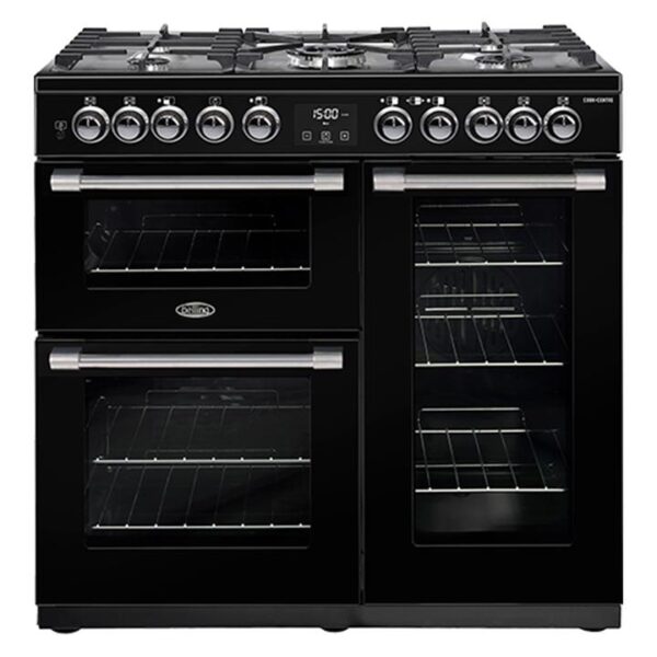 Belling CookCentre Deluxe 90cm Dual Fuel Range Cooker - Black BCC900DFB