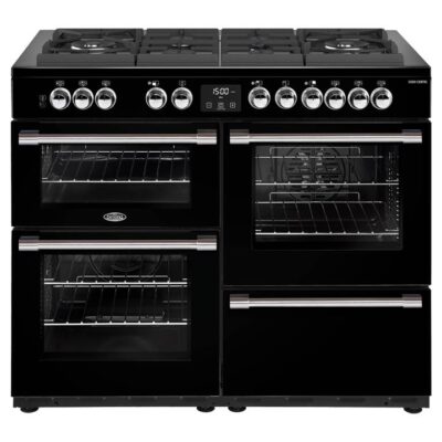 Belling CookCentre Deluxe 110cm Gas-Through-Glass Range Cooker - Black BCC1100GTGB