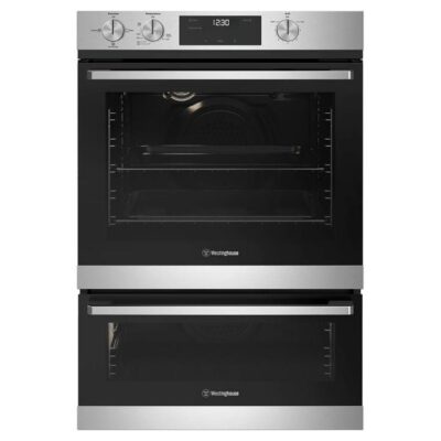 Westinghouse 60cm multi-function 3 stainless steel gas fan forced oven with separate grill, programmable timer, knob controls and 80L WVG6565SD
