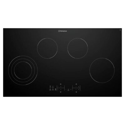 Westinghouse 90cm 4 zone ceramic cooktop with Hob2Hood, triple variable zone, touch controls WHC943BD