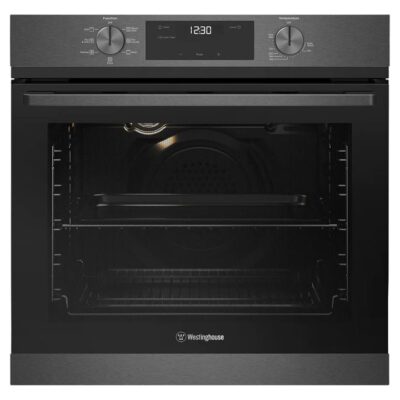 Westinghouse 60cm multi-function 7 dark stainless steel oven with fast heat up, programmable timer and 80L WVE6515DD