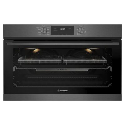 Westinghouse 90cm multi-function 8 dark stainless steel oven with AirFry, twin fan, and 125L WVE9516DD