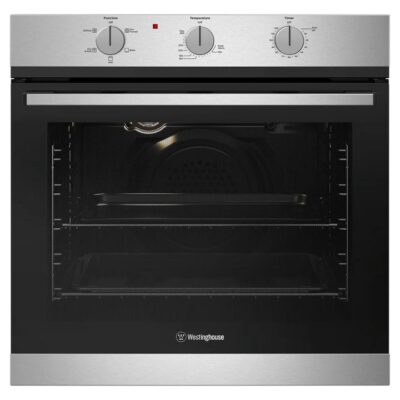 Westinghouse 60cm multi-function 5 fan forced stainless steel gas oven with electric grill, 2 hour auto-off timer, knob controls and 80L WVG6314SD