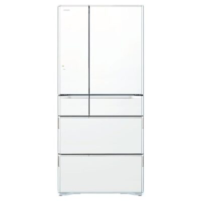 Hitachi 670L White Glass French Door Inverter Fridge RWX670RAXW