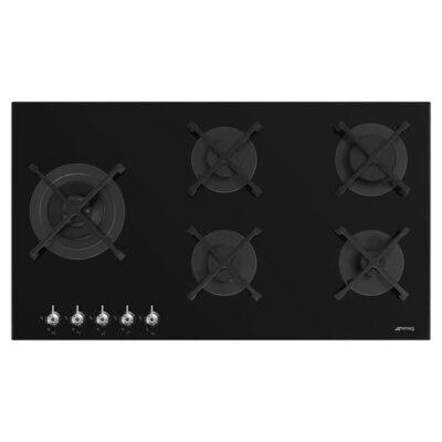 Smeg 90cm Classic Gas on Glass Cooktop - Black Glass PV395LNAU