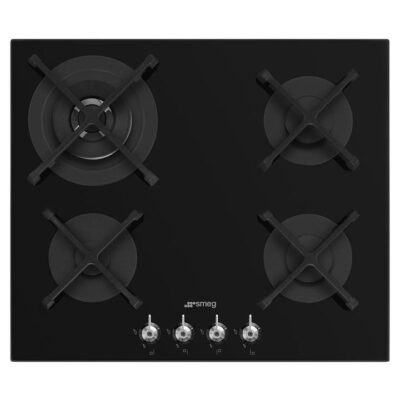 Smeg 60cm Classic Gas on Glass on Steel Cooktop - Black Glass PV364NAU