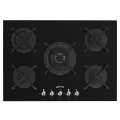 Smeg 75cm Classic Gas on Glass Cooktop - Black Glass PV375NAU