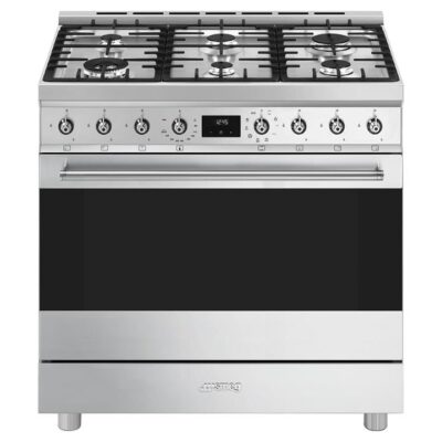 Smeg 90cm 6 Burner Classic Freestanding Pyrolytic Cooker Stainless Steel CSP9GMXA2