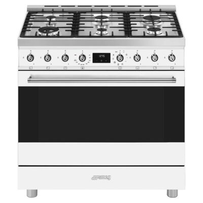 Smeg 90cm 6 Burner Classic Freestanding Dual Fuel Cooker White CS9GMWHA2