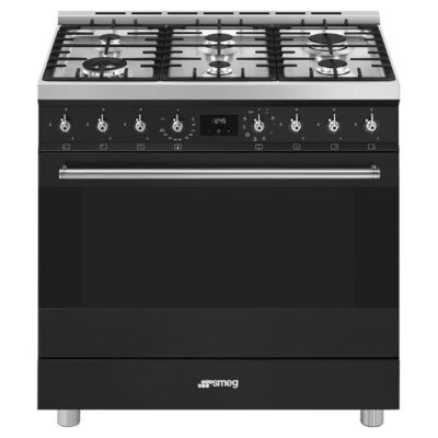 Smeg 90cm 6 Burner Classic Freestanding Dual Fuel Cooker Matte Black CS9GMMBA2