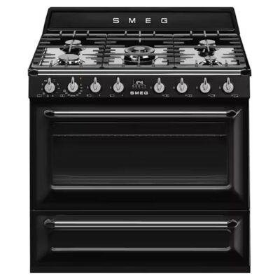 Smeg Victoria 90cm Dual Fuel Freestanding Oven Black TRA90BL2NPF