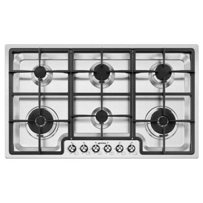 Smeg Classic 90cm 6 Burner Gas Cooktop Ultra Low Profile PGA962