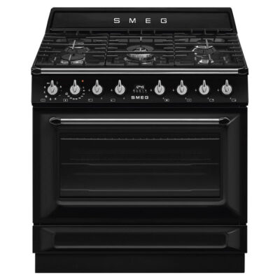 Smeg 90cm Victoria Gas Freestanding Cooker Black TRA90GMBL