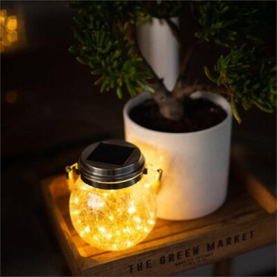 Hoselink Crackle Glass Jar Solar Light 40LED