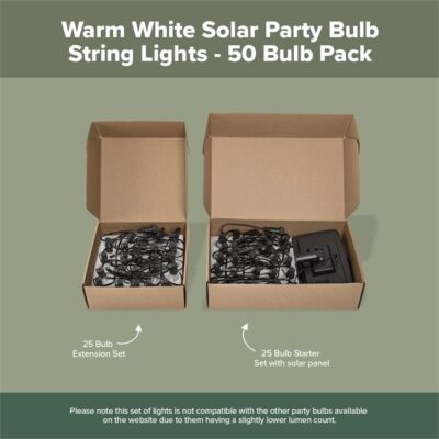 Hoselink Warm White Solar Party Bulb String Lights - 50 Bulb Pack