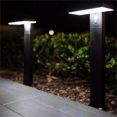 Hoselink Contemporary Solar Garden Bollard Light with Motion Sensor 48LED – 2 Pack