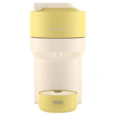 De'Longhi Vertuo Pop Nespresso Capsule Coffee Machine Value Pack Bundle Lemon Yellow