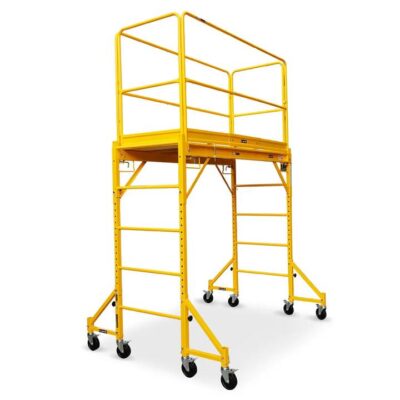 PRE-ORDER Baumr-AG 1.9 x 0.8 x 1.8m Adjustable Mobile Scaffold Platform, Guard Rail, Outrigger Wheel Set, Trapdoor Hatch