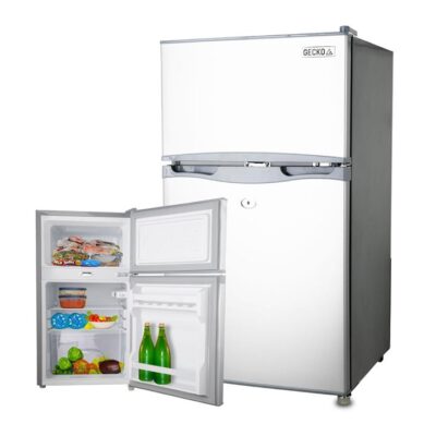 GECKO 95L Portable Upright Fridge, 12V/24V for Motorhome, Caravan, Silver