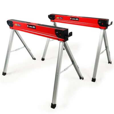 PRE-ORDER BAUMR-AG 2 x Steel Sawhorses, 1000kg Capacity, Folding, 2x4 Support Arms