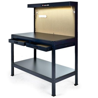BAUMR-AG Steel Workbench with LED Worklight for Garage Workshop