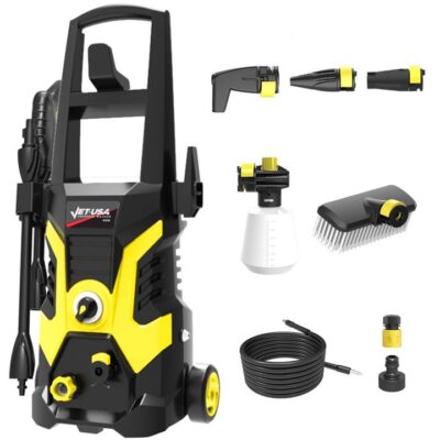 JET-USA RX530 Electric High Pressure Washer, 2400PSI 3 Nozzles, Brush Head Cleaner, Detergent Bottle
