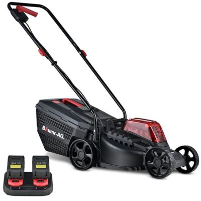 BAUMR-AG 450CX 40V SYNC Cordless Lawn Mower Kit, Fast Charger, 2 x 4Ah Battery, 320mm Grass Cutting Path