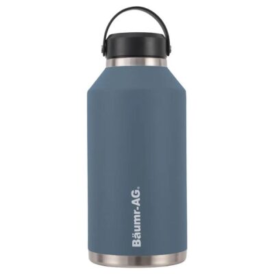 BAUMR-AG 1.9L Double Wall Insulated Stainless Steel Water Bottle, Drink Jug with Handle, Straw Cleaner, Blue