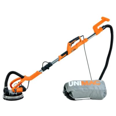 UNIMAC 225mm 750W Telescopic Long Reach Dry Wall Sander Kit, Foldable, Vacuum System, LED Worklight, 6x Sanding Discs