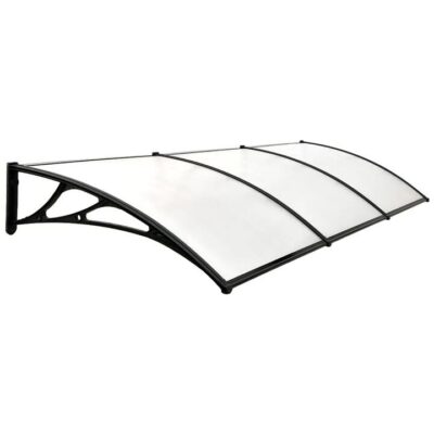 SHADE SHIELD 3x1m Exterior Awning, Black DIY External UV Rain Protection Clear Polycarbonate Canopy Cover