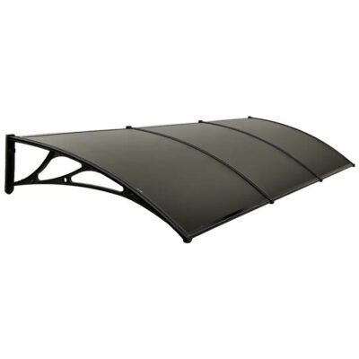 SHADE SHIELD 3x1m Exterior Awning, Black DIY External UV Rain Protection Grey Tinted Polycarbonate Canopy Cover