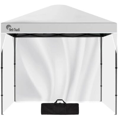 RED TRACK 3x3m Ultra Compact Folding Gazebo, Walls, Carry bag, Portable Outdoor Popup Marquee for Camping Beach, White