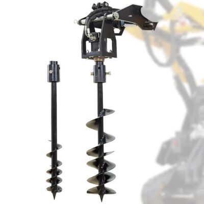 PRE-ORDER BAUMR-AG Post Hole Auger for BSR5000 Mini Loader Skid Steer, with 100mm & 200mm Bits, Quick Connect Hydraulics