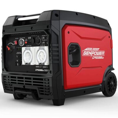 GENPOWER 6.2kW Peak 6.0kW Inverter Generator, Push Button & Remote Start, 15L Tank, Portable w/ Wheels, Camping, Backup