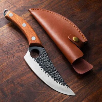 Versatile Stainless Steel Knife With Leather Sheath