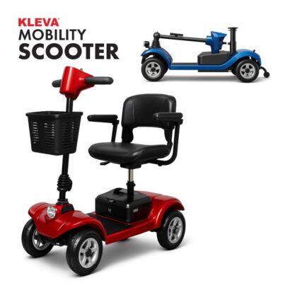 KLEVA Folding Electric 4 Wheel Mobility Scooter with Adjustable Seat
