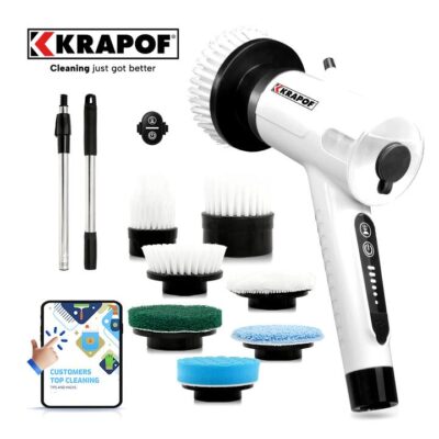 KRAPOF Electric Cordless Tough Scrub Excel Pro with 7 Replaceable Cleaning Heads
