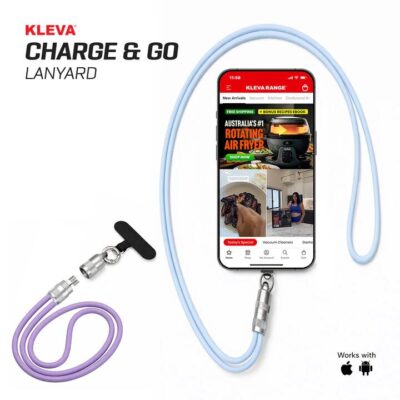 KLEVA Charge & Go Lanyard | Wearable Phone Charging Cable On the Go for iPhone, Android & USB-C Devices